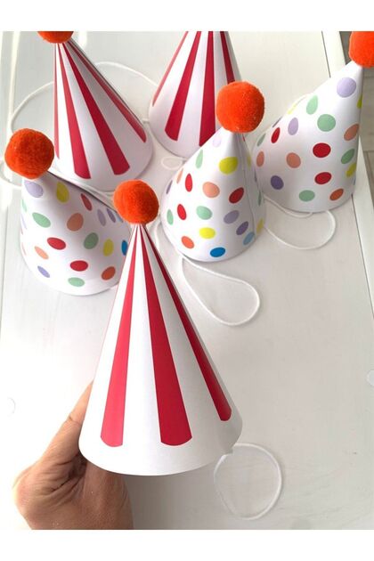 Carnival Colors Cardboard Hat 6 Pieces