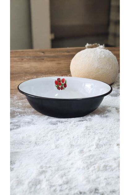 Enamel Dough Basin Salad Dumplings Viler Mixing Bowl Deep Dish 40 cm