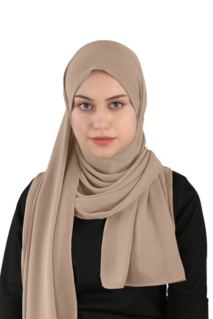 Sandy Fabric Ready Chiffon Shawl - Light Mink - (St120), (Id 2912010)