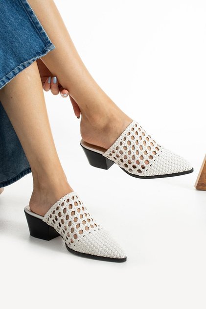 Women's Genuine Leather Slippers White