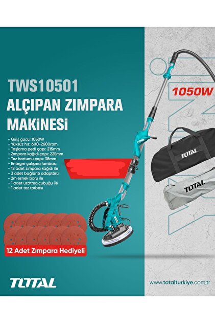Total Alçıpan Zımpara Makinesi Zımpara Hediyeli 1050 W - Fiyatı