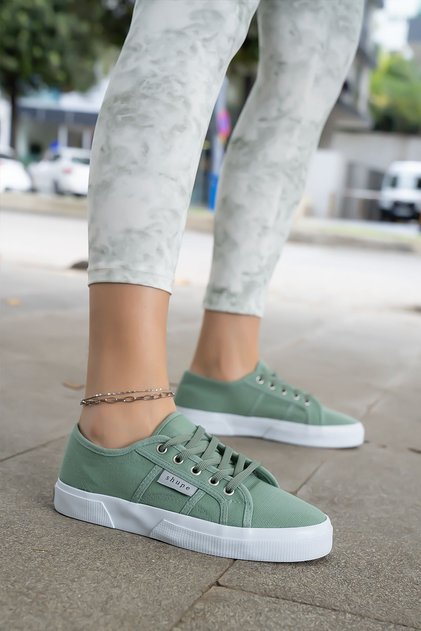 Women's Water Green Casual Linen Sneakers Sneakers