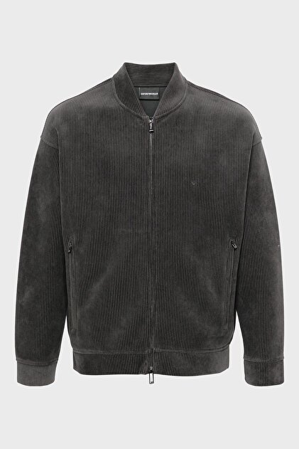 Emporio Armani Kadife Regular Fit Dik Yaka Fermuarlı Ceket Erkek