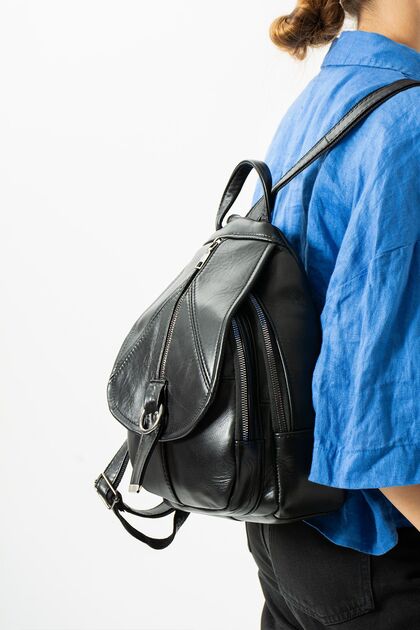 Genuine Leather Black Quality Backpack / Leather Women's Backpack