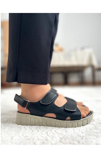 Women - Girls - - Anne Soft Orthopedic Sole 3 Velcro Adjustable Faux Leather Slippers Sandals - S