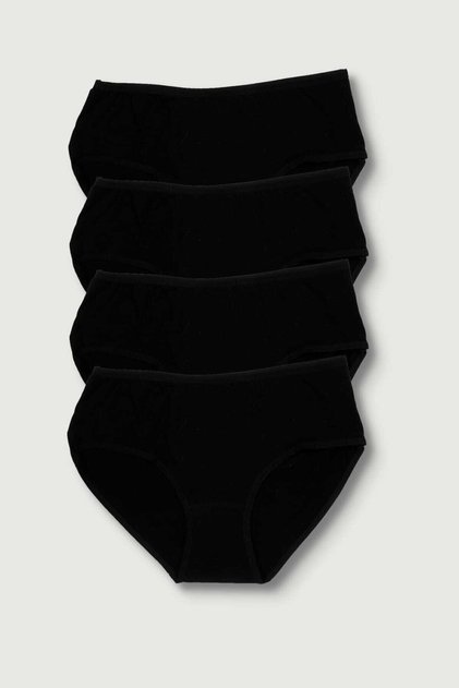 Women's Cotton Ribbed Bato Panties Black 4 Pack