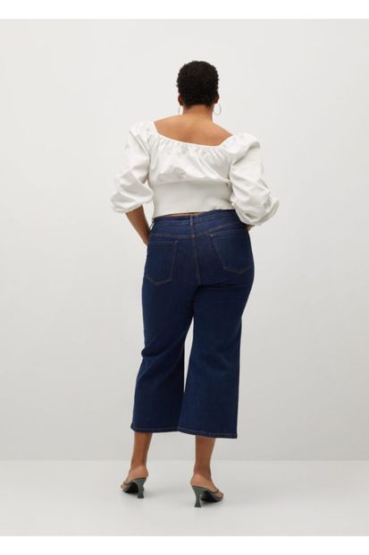 Violeta by MANGO Kadın Koyu Mavi Normal Bel Culotte Jean - 4