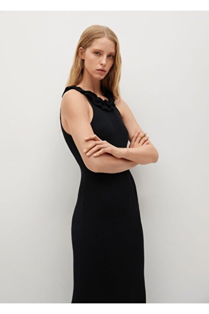 mango black cut out dress MANGO MNG BLACK CUT - OUT DETAIL DRESS SIZE M / UK 10