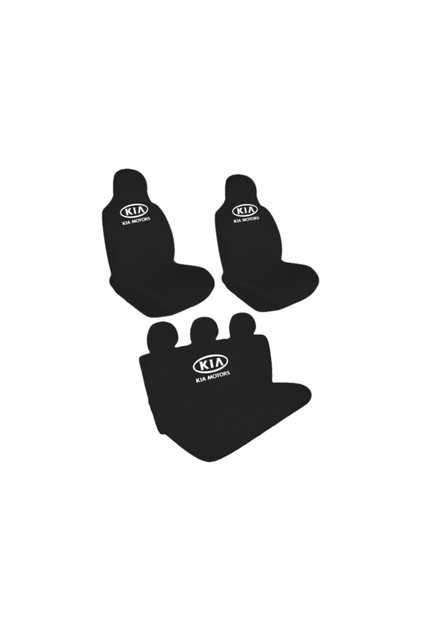 Kia Rio Hatchback Araba Koltuk Kılıfı Amblem Logo Baskılı Penye Servis Kılıfı Siyah