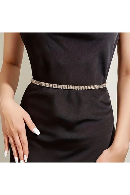 3 Rows Crystal Jewelled Waterway Belt, Dress Belt, Jewelled Belt, Evening Dress Belt, Stylish Belt