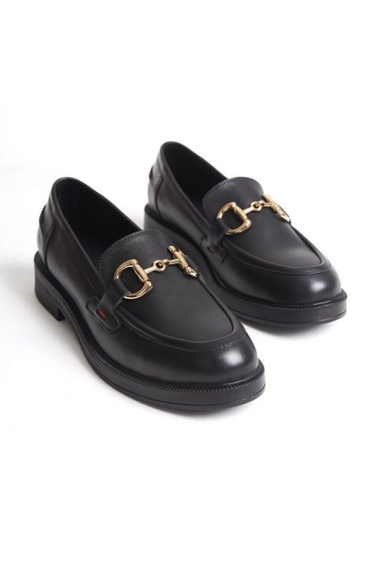 Genuine Leather Buckle Loafer Shoes