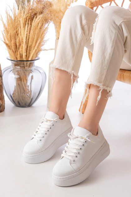 Women's White Platform Sneakers