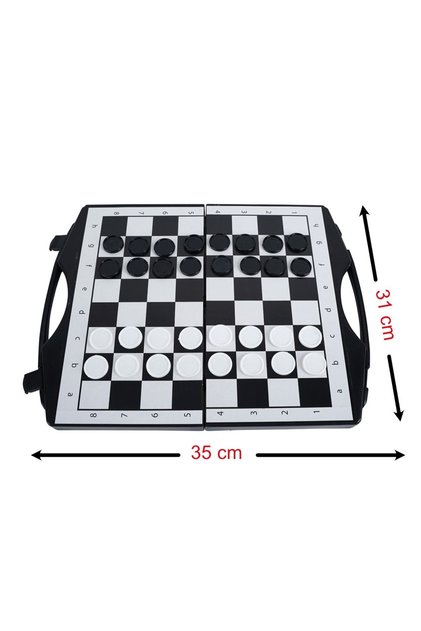 3-Piece Checkers, Backgammon & Chess Game Set with Bag - Portable and Practical Multi-Game Set
