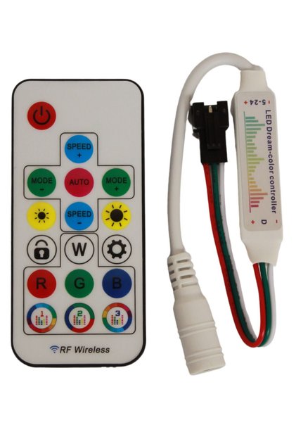 SP104E Müzik Denetleyici WS2811-WS2812 ARGB Pixel Led Kontrol Devresi 5-24V 17 Tuşlu RF Kumanda