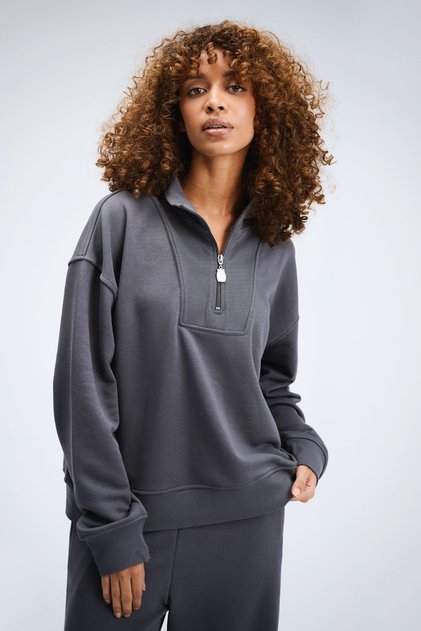 Kadın Timeless Fermuarlı Antrasit Sweatshirt