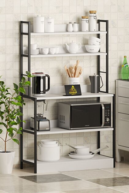Cosargroup Mutfak Standı Bazalı 5 Raflı Kahve Köşesi Mutfak Rafı
