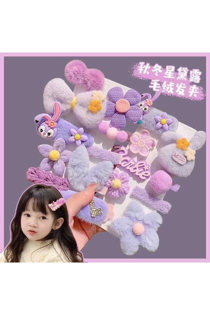 ASEL COLLEZİONE 8Adet Set Karikatür Hairclip peluş çocuk şaç