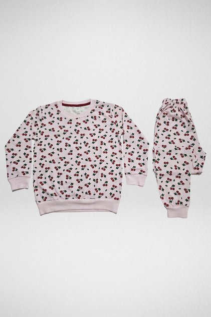 Girls' Pajama Set with Cherry Pattern