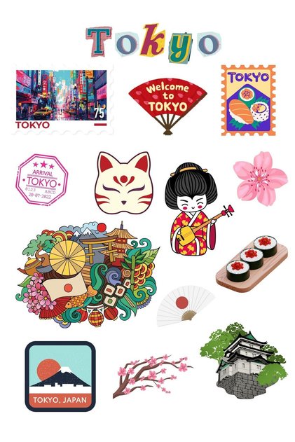 Tokyo Sticker Set Bullet Journal - Agenda - Planner - for Notebook - Laptop-Tablet and Phone