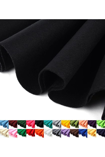 Black Felt Fabric for Activities and Hobbies 100X100 cm 180 Gr Fine Felt