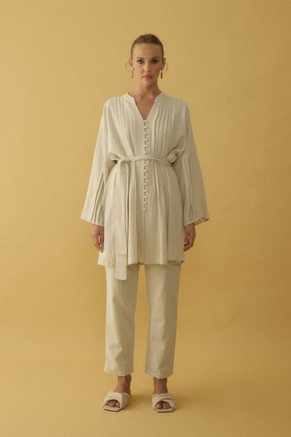Nurved Buttoned Pant Linen Set