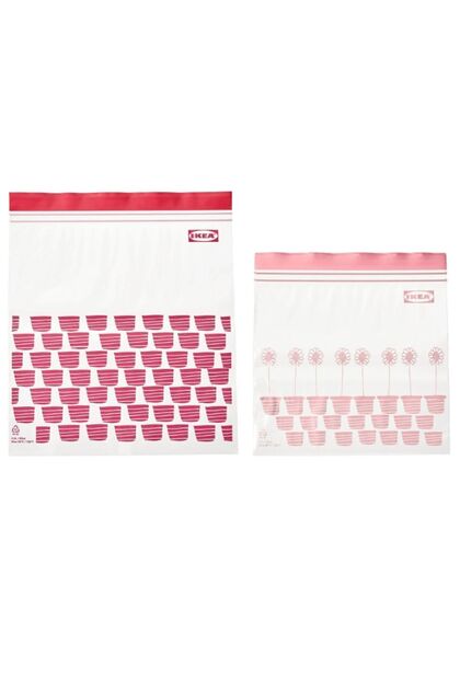 Istad Kilitlenebilir Buzdolabı Poşeti, 50parça 25x24cm 25 Adettir.21x19cm 25adet Pembe/kırmızı