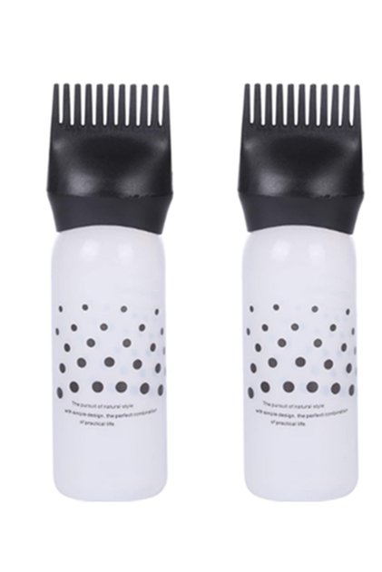 2Pcs Black Color Easy to Use Scalloped Hair Coloring and Hair Care Oil Application Applicator Bottle