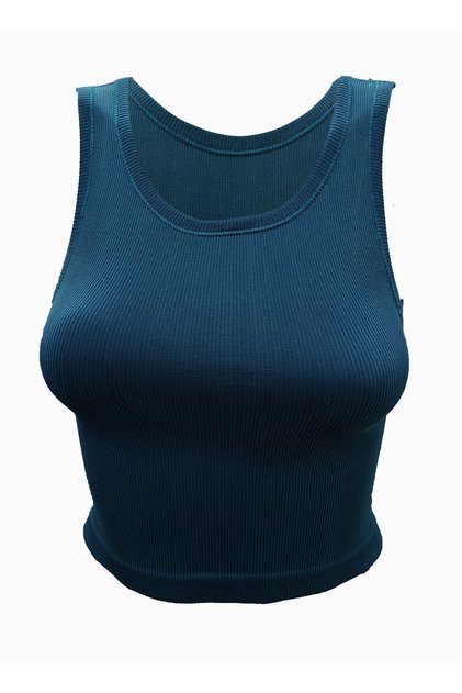X Crop Seamless Green Basic Sports Crop Top