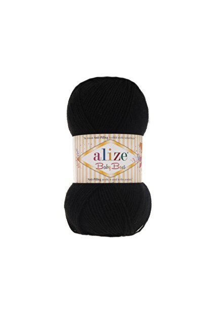Frida's Wollhaus Alize Baby Best Anti-Pilling Babywol, voor haken en breien, van bamboe en acryl, 100 g, 45 kleuren, 60, zwart