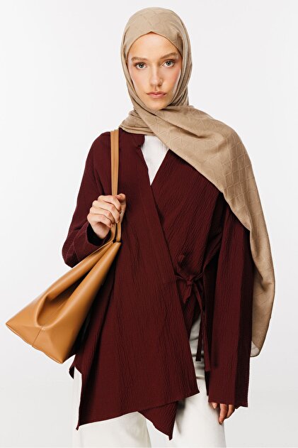 Almond Bamboo Jacquard Shawl