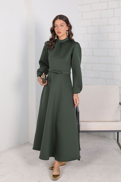 Scuba Fabric Dress - Khaki 6-5698
