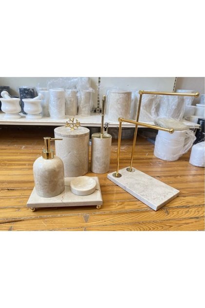 Beige Marble Bathroom Set