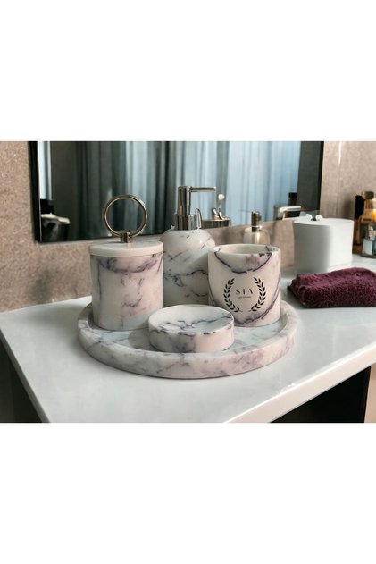 5-PIECE MARBLE BATHROOM SET