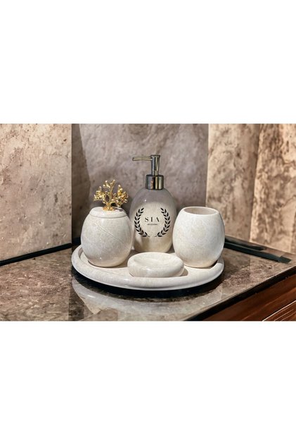 MARBLE 5-PIECE BATHROOM SET