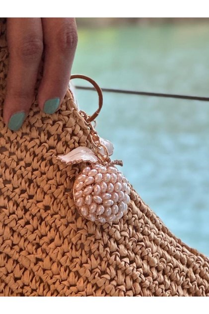 Pearl and Stone Apple Keychain