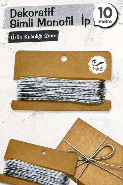 Decorative Glitter Monofilament String 10 Meters (Silver) Metallic Package String, Decoration and Binding String -T1054