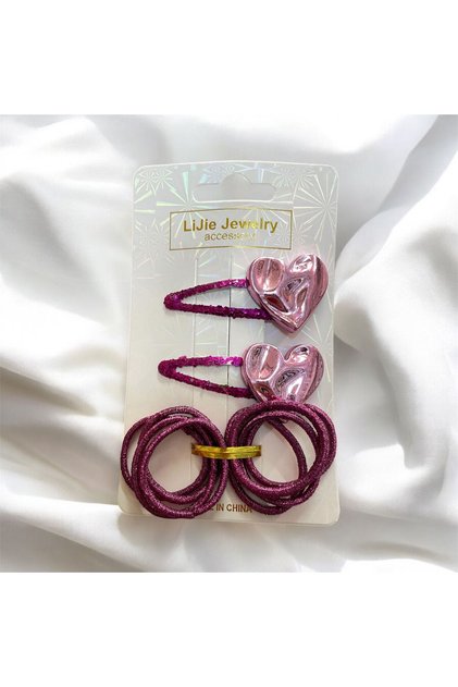 Girl baby child 10-piece hair clip set, snap elastic hair clip, glittery heart.