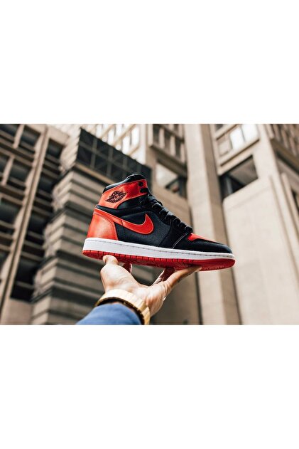 Nike Air Jordan 1 High “black & Red” (SATEN KUMAŞ) Spor Ayakkabı