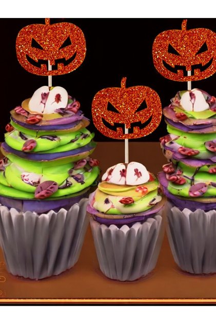 Halloween Cadılar Bayramı Turuncu Simli Balkabağı Kürdan Süs 10 lu