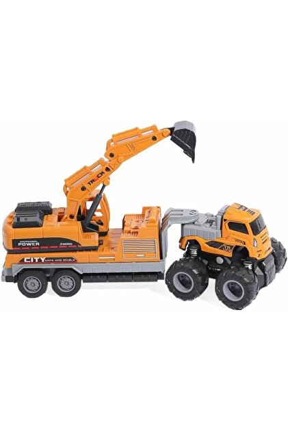 scntoys Sürtmeli 4x4 İnşaat Araçları Ekskavatör Kepçe 27 Cm