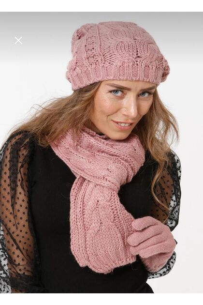 Women's Winter 3-Piece Scarf, Beret and Gloves Set