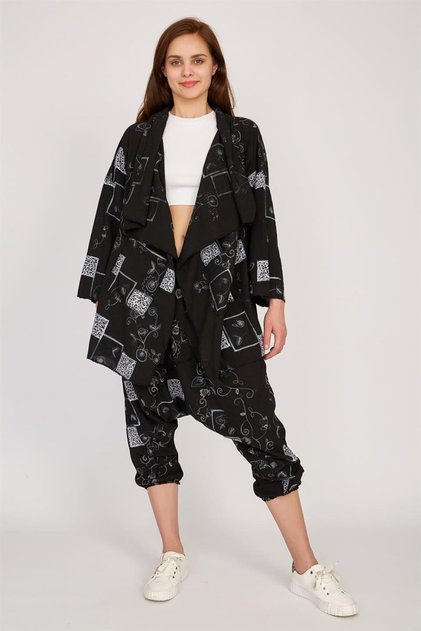 Boho Şalvar Pantolon Asimetrik Ceket Takım