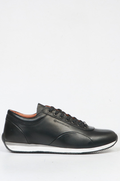 Derimod Erkek Siyah Bağcıklı Hakiki Deri Casual Sneaker,Kışlık