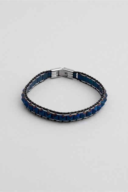 Hematite Stone Men's 21 cm Steel Bracelet