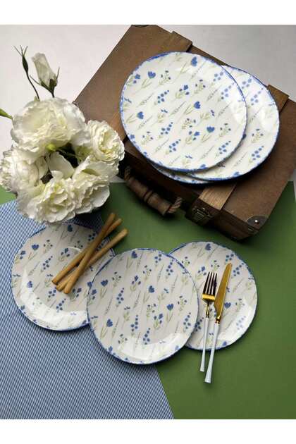 Kadıkızı Asia 6 Piece Fine Porcelain Cake Serving Set for 6 People