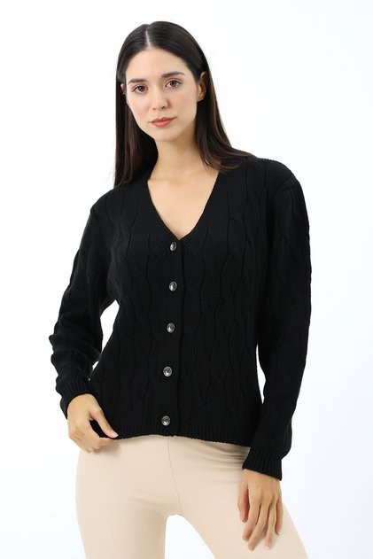 Women's Buttoned Soft Textured Knitwear Cardigan