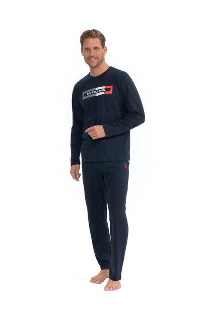 U.S. Polo Assn. Men's Long Sleeve Round Neck Combed Cotton Tracksuit Pajama Set S25828
