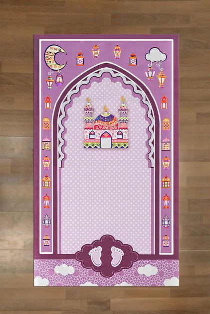Digital Printed Non-Slip Base Washable Educational Prayer Mat for Children