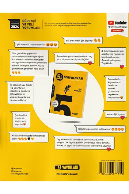 Hız Yayınları 5. SINIF HİBRİT TÜRKÇE+FEN BİLİMLERİ+MATEMATİK SORU
