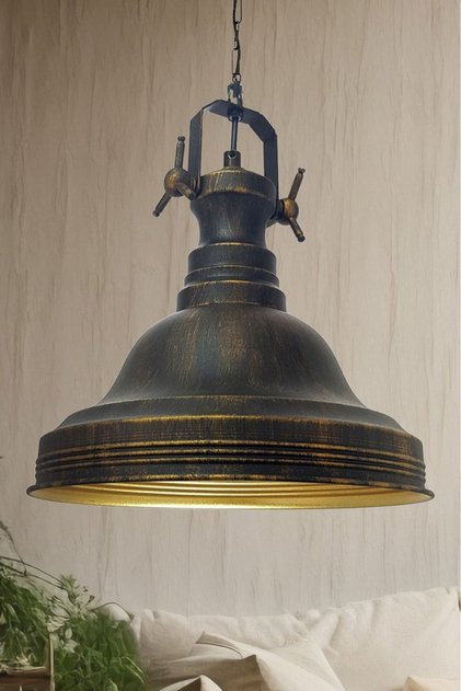 Ulmete Eskitme Rengi Tekli Sarkıt Avize Salon Ofis Otel Restoran Avizeleri Vintage Tasarım